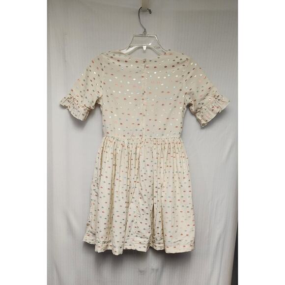 Gymboree Cream Metallic Polka-Dots Colored Fit & Flare Dress Size 12 - Picture 4 of 6